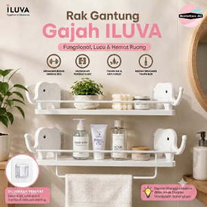 Rak Dinding Tempel Kamar Mandi Motif Gajah Tanpa Paku Serbaguna Rak Gantung | Rak Toilet Wastafel | Organizer Kamar Mandi
