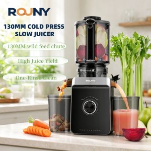 ROUNY Slow Juicer Extractor Wide Feed Chute 130mm for Family Juicing with Pulp Separation Juice-Pulp Seperation