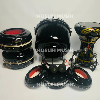 Hadroh Standar Dumbuk Batu Batik Kualitas Premium Komplit 9 Alat FREE TAS -MM
