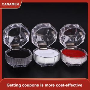 【CANAMEK】 Rõ ràng Acrylic đồ trang sức Hộp quà tặng cho người giữ Nhẫn cưới đính hôn hiện tại mới