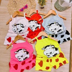[HOTTREND] BỘ HAI DÂY BÒ SỮA CHẤT COTTON MỀM MÁT SIÊU ĐÁNG YÊU CHO BÉ 6-18KG. BIBO BABY SHOP