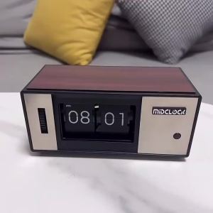 xpkQ Minimally Retro Japanese Style Page Turning Clock with Lights LED Pendulum Clock Desktop Minimalist Creative Decoration B8T9H