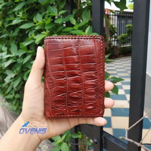 [FREE SHIP] Ví nam da cá sấu 2 mặt đan viền chắc chắn. Da bụng cá sấu mềm!