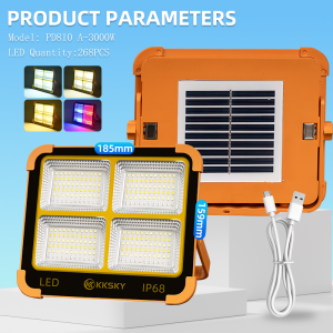 KUGOO Super Bright Solar LED Floodlight IP68 Waterproof USB Rechargeable Portable Work Lamp 5000W-90000W for Outdoor Camping Emergency Portable Work Light