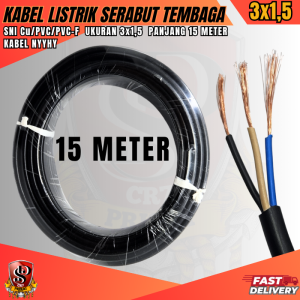 3x1.5 Kabel NYYHY Hitam Serabut Tembaga 15 METER / Kabel Fleksibel Listrik Tembaga Serabut 3x1.5 SNI Panjang 15 METER
