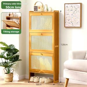 KIMDELIN Shoe Cabinet 2/3Doors 50/70CM Flip Door Bamboo Shoe Rack Organizer Wood Shoe Organizer