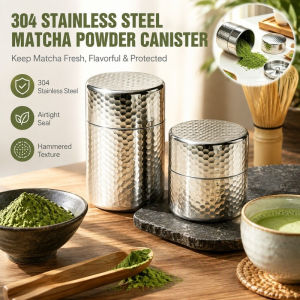 304 Stainless Steel Matcha Powder Can Double Layer Storage Canister Airtight Container Moisture Proof Container