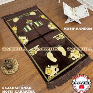 Sajadah Anak Turki ukuran 53x100 cm Tebal Motif Karakter Perlengkapan Shalat BY ZAMZIBA