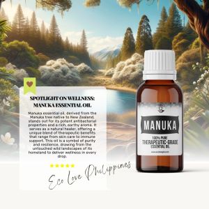 Eco Premium Manuka Essential Oil Therapeutic Grade Steam Distilled 100% Pure Diffuser Aromatherapy for Skin and Hair