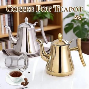 Stainless Steel Tea Kettle Pot With Infuser Filter Large Capacity Heat Resistant Home Kitchen