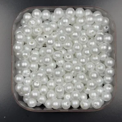 100 Pcs Matte Round Beads 6mm White Pearl Faux DIY Beads Art and Craft