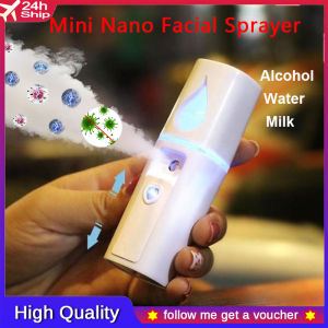 Free Gift 20ML Mirror Rechargeable Nano Spray Moisturizing Facial Steamer Slide-type USB Cool Mist Sprayer Light-emitting Rhinestone Face Humidifier