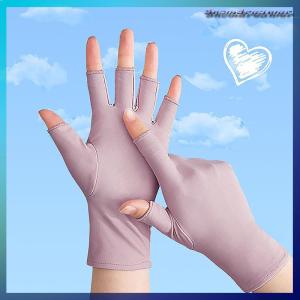Snowdreamer Mùa hè băng lụa nửa ngón tay Găng tay phụ nữ thoáng khí mỏng ngón tay Găng tay ngoài trời cưỡi lái xe găng tay Kem chống nắng găng tay