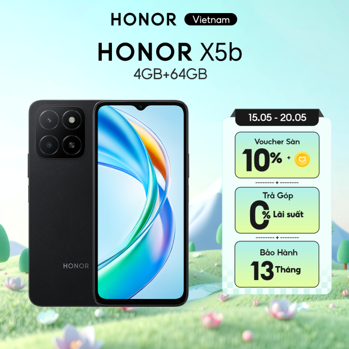 Điện thoại HONOR X5b 4GB+64GB | Pin 5200mAh 90Hz | Màn hình 6.56" | BH 13 Tháng Hàng Chính Hãng