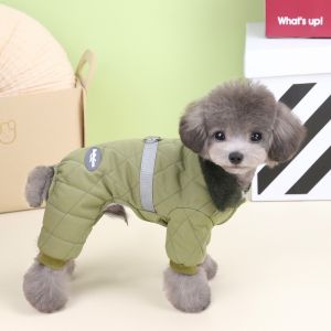 TONG Windproof Dog Warm Clothes Plush Winter Dog Vest Coat Fashion Adjustable Pet Clothes for Small Medium Dog