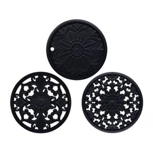 3pcs/Set Silicone Tableware Mat Vintage Hollow Carving Silicone Pad Heat-insulated Bowl Cup Pot Placemat Home Table Decor2026