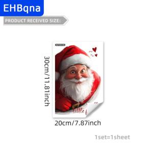[COD] EHBqna SPORTS สติกเกอร์หน้าต่างกระจกลายซานตาคลอสจำลองสองด้านเหมาะสำหรับตกแต่งหน้าต่างงานปาร์ตี้คริสต์มาส