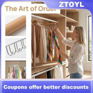 【ZTOYL】 Multifunctional Wooden Hat Storage Rack with Multiple Hooks Space Saving Organizer for Clothes Hats and ves in Hallway and Closet