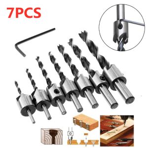 Mitch168 " 7pcs Countersink Drill Bit Set 3-10mm HSS 5 Flute Drill Chamfer Reamer Woodworking Power Tools For Wood Drill Bits