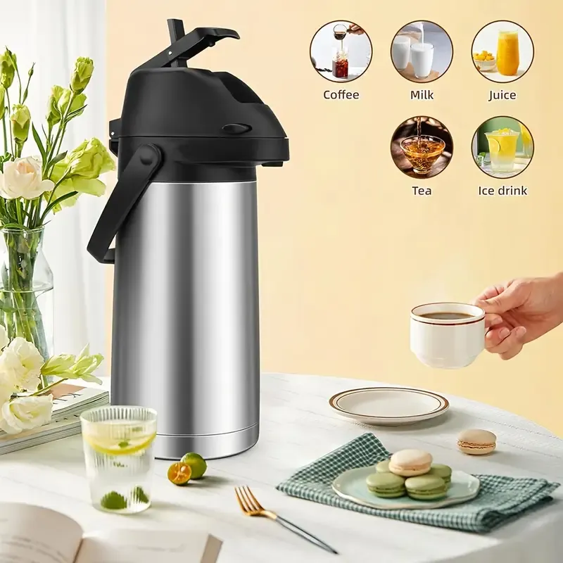 Stainless Steel Air Pot Coffee Pot with Pump Vacuum Pot 3L Pushing