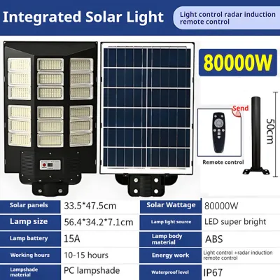 15000W Solar Outdoor Light With 3 Modes Super Bright IP67 Waterproof Solar Street Light With Remote Control+Motion Sensor Suitable For YardParkGarden