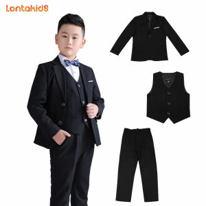 lontakids Chubby Boys Plus Size Blazer Coat/ Pants/ Vest (Sold Separately) Kids Black Navy Blue Tuxedo Formal Attire Wedding Birthday Party Wear