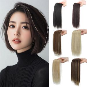 SKONHED Clip in Fluffy Hair Topper Hairpiece Fashion Synthetic Root Pads Wig Hair Styling Tool Thickening Sides Short Straight Pad for Women Kids