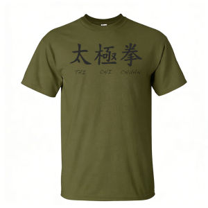 [Local Stock] HBESTY  Tai Chi Chuan Chinese Characters Calligraphy Men Summer Cotton T Shirt Traditional Martial Arts Simple Text Holiday Travel Tee
