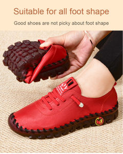 Lonice Store Middle-aged comfortable moccasin single shoes wide feet womens soft shoes