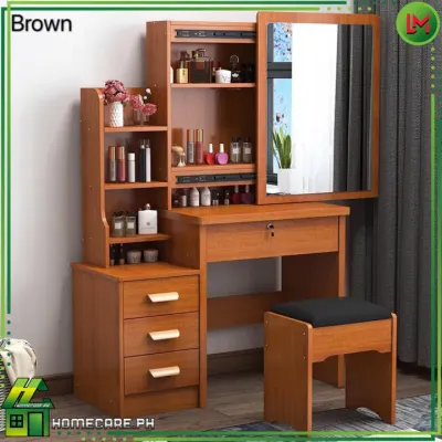 Dressing Table Mirror and Makeup Stool Set Vanity Table Dressers Drawers Storage Cabinet for Bedroom Table