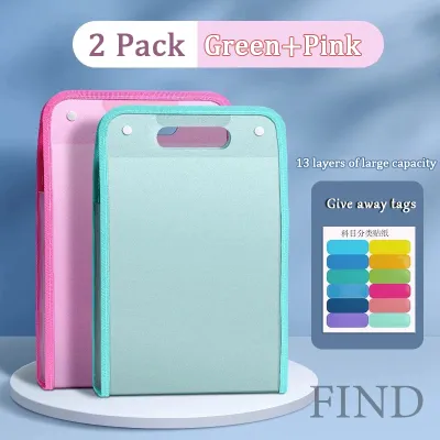 FIND Long Folder File Organizer Expanding File Folder Clear Book 13 layer test paper Folder Organizer Waterproof School supplies