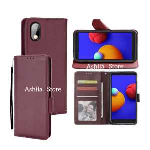 Casing Dompet For Samsung Galaxy A01 Core Flip Cover Leather Premium Sarung Buku HP