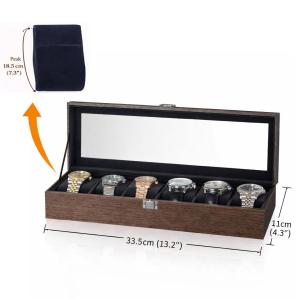 Wood Grain Watch Box 6/10/12 Slots Clear Lid Lock Soft Pillow Watch Organizer Christmas Gift for Men