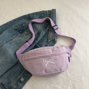 EchoBliss  กระเป๋าคาดอกลายโบว์สไตล์โมริกระเป๋าสะพายข้างสไตล์เกาหลีน้ำหนักเบา