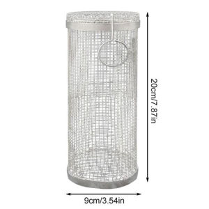 1PC BBQ Basket Wire Mesh Cylinder Grill Basket Stainless Steel Rolling Grilling Basket Portable Outdoor Camping Barbecue Rack
