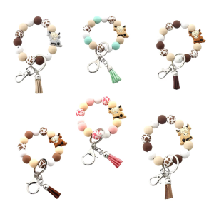 Thanh lịch cao nguyên bò Keychain thanh Lịch Silicone đính cườm đầu móc móc khóa với cao nguyên bò quyến rũ cho túi xách ba lô