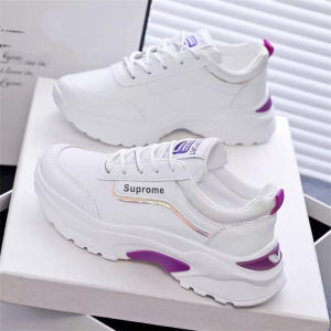 รองเท้าฮิตๆ2026หญิง ดีไซน์เกาหลี รองเท้าผ้าใบเสริมส้น สูง4.5cm มีไซส์ 35-42 รองเท้ากีฬาแบบลำลอง