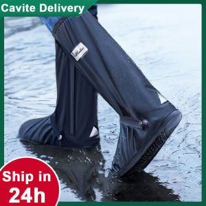 Long Shoe Cover Waterproof Men Rain Boots Shoes Covers Non-Slip Boots Covers Waterproof Adjusting Tightness with Reflector and Zipper Reusable