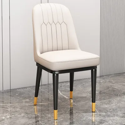 LALA Dining Chair Home Leisure High-back Chair PU Leather Waterproof Moisture-proof Easy to Clean Living Room Household Metal Chair Legs