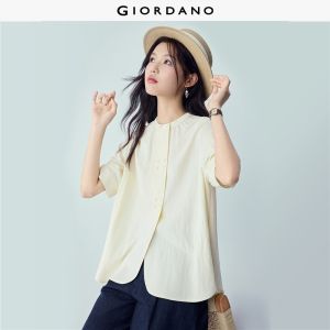 Giordano Women Women Mandarin Collar Shirt Free Shipping 18346004