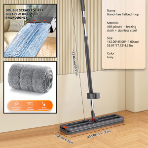 GREENSINDOOR 45CM Squeeze Mop Heavy Duty Mop Hands Free Self-Wringing Microfiber  Flat Cleaning Mop