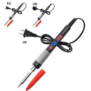FLEURS 90W Electric Soldering Iron Welding Tool Kit Digital Display EU/US/UK Plug Soldering Iron Pen Durable Heat Insulation Digital Display Soldering Iron Electronic Repair