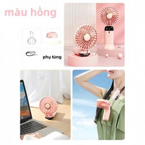 Quạt Mini Cầm Tay Tích Điện N15Pin Sạc 5000mAh5 Tốc Độ Gió Xoay Linh Hoạt 90 Độ Có Dây Đeo CổĐèn LED Hiển Thị