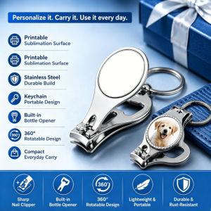 2in1 Stainless Nail Cutter with Bottle Opener DIY Creative Multifunction Nail Clippers with Keyring