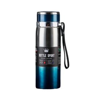 QUA 800/1000ML Thermal Water Bottle Double Layer Large-capacity Insulated Cup Portable with Hanging Rope Vacuum Flask Outdoor