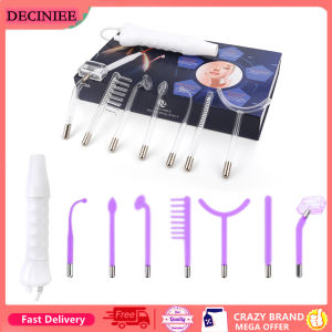 DECINIEE 7 in1 High Frequency Facial Spa Machine Electrode Glass Tube Wand Household Handheld Electrotherapy Wand Comb Acne Remover Beauty
