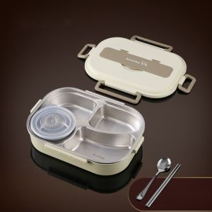 SLIGHTDELVE Sealed Insulated Compartment Lunch Box 304 Stainless Steel with Soup Bowl and Cutlery Lunch Container Portable Large Capacity Picnic Box for Student Adult