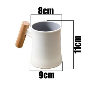 400ml Wooden Handle Round Cup Mug Mimimalist Ceramic Cup For Drinking Coffee Milk Tea