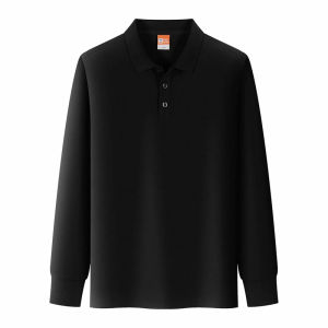 [ZeroDis]Autumn and Winter Mens Pure Cotton Long-sleeved Polo Shirt Solid Color Lapel Mens Bottoming Shirt