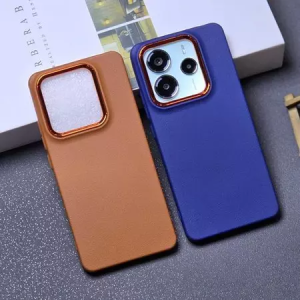 Softcase Macaron Leather List Crom INFINIX HOT 50 PRO+ PLUS - Luxury Leather Pro Camera Softcase With Chrome List